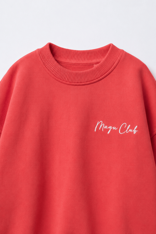 Çocuk Kırmızı Basic Sweatshirt ve Eşofman Altı Takımı