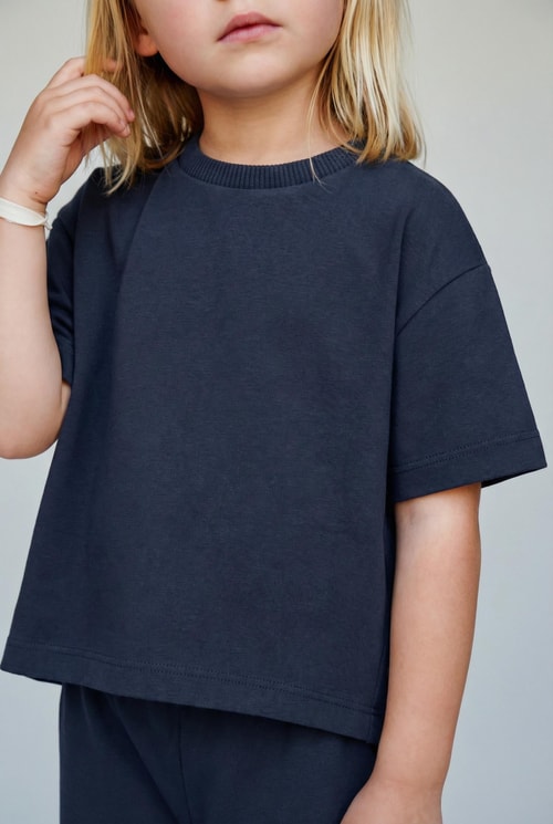Kız Çocuk Pamuklu Lacivert T-Shirt Eşofman Takım