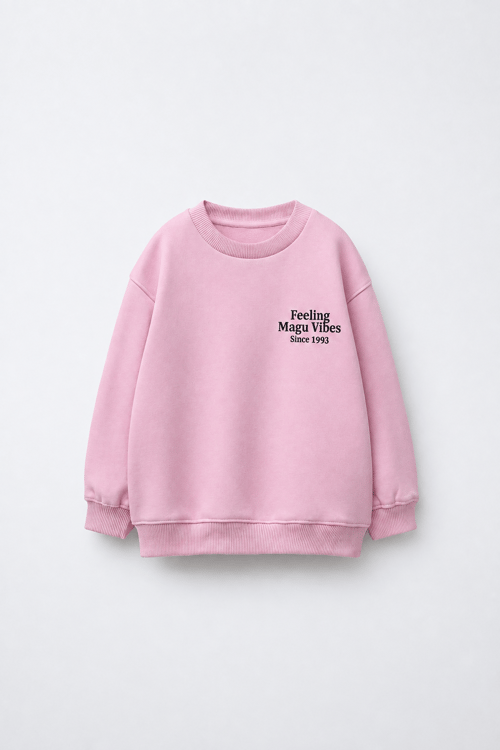 Kız Çocuk Pamuklu Minimal Yazı Baskılı Pembe Sweatshirt