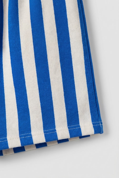 Unisex Çocuk Pamuklu Mavi Çizgili Şort 2li Set