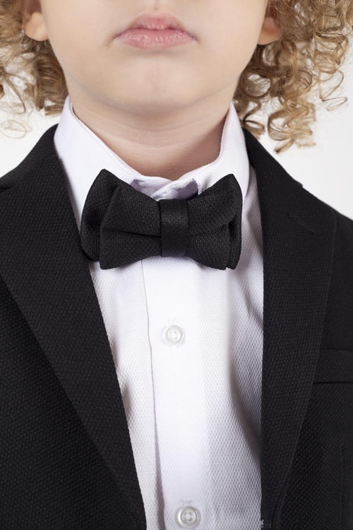 Erkek Çocuk Klasik Takım Elbise - Papyonlu, Siyah Slim Fit Özel Gün Kombini