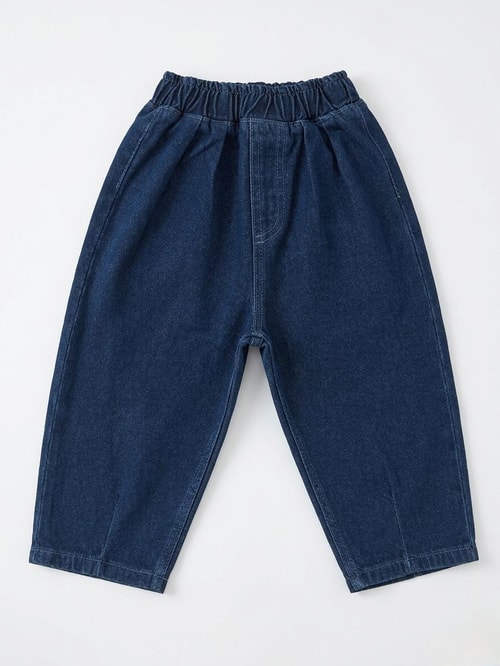 Unisex Çocuk Pamuklu Koyu Lacivert Denim Pantolon