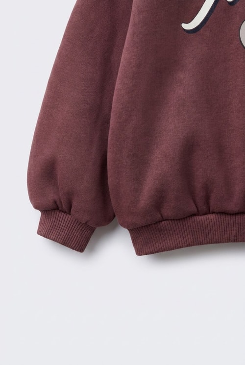 Çocuk Pamuklu Magu Baskılı Kahverengi Sweatshirt ve Eşofman Altı Takımı