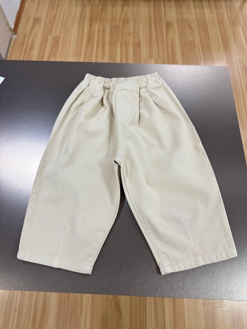 Çocuk Ekru Oversize Lastikli Bel Pantolon