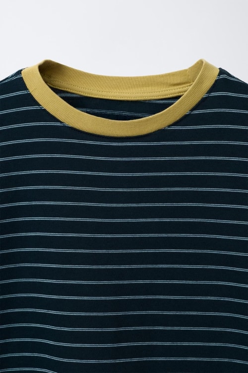 Erkek Çocuk Pamuklu Çizgili T-Shirt Denim Şort Takım