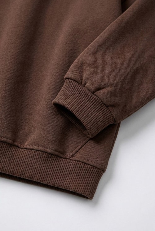 Çocuk Pamuklu Minimal Yazı Baskılı Kahverengi Sweatshirt