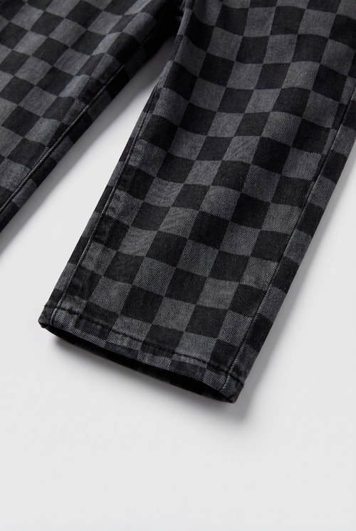 Erkek Çocuk Oversize Kare Desenli Pantolon