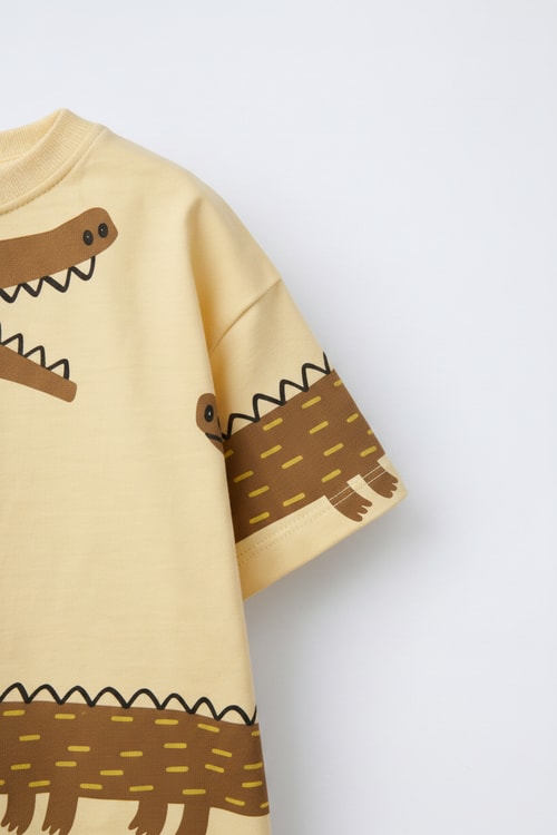 Erkek Çocuk Pamuklu Timsah Desenli T-Shirt Şort Takım