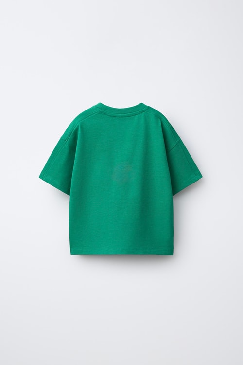Unisex Çocuk Pamuklu Yeşil Slogan Baskılı T-Shirt
