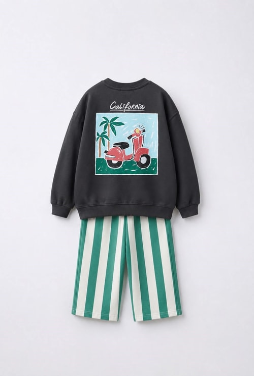 Çocuk  Antrasit Sweatshirt Eşofman Alt-Üst Takım