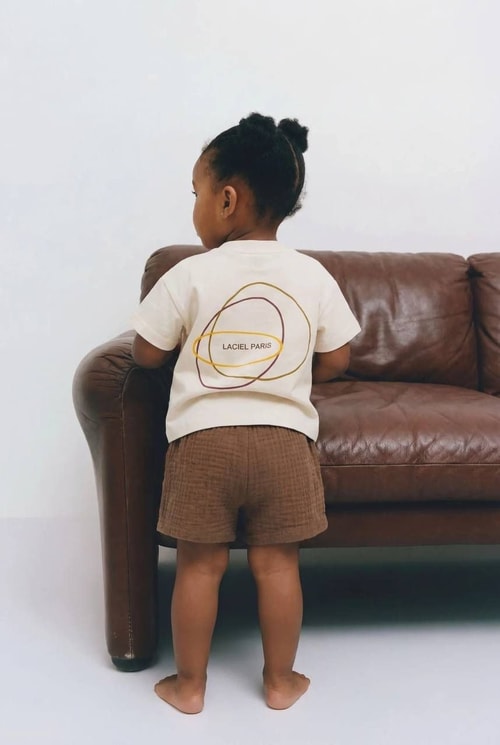 Unisex Bebek Pamuklu Ekru Logo Baskılı Tişört Şort Takım