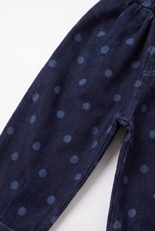Çocuk Lacivert Puantiyeli Denim Pantolon