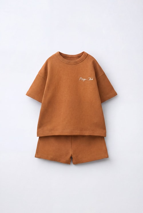 Unisex Çocuk Pamuklu Taba Magu Club T-shirt Şort Takım