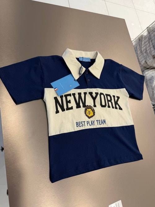Erkek Çocuk Pamuklu Polo Yaka New York Baskılı T-shirt