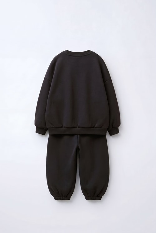 Çocuk Magu Figürlü Siyah Sweatshirt ve Eşofman Altı Takımı
