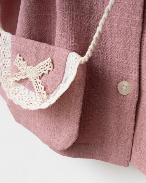 Kız Çocuk Pudra Yakalı Çantalı Elbise