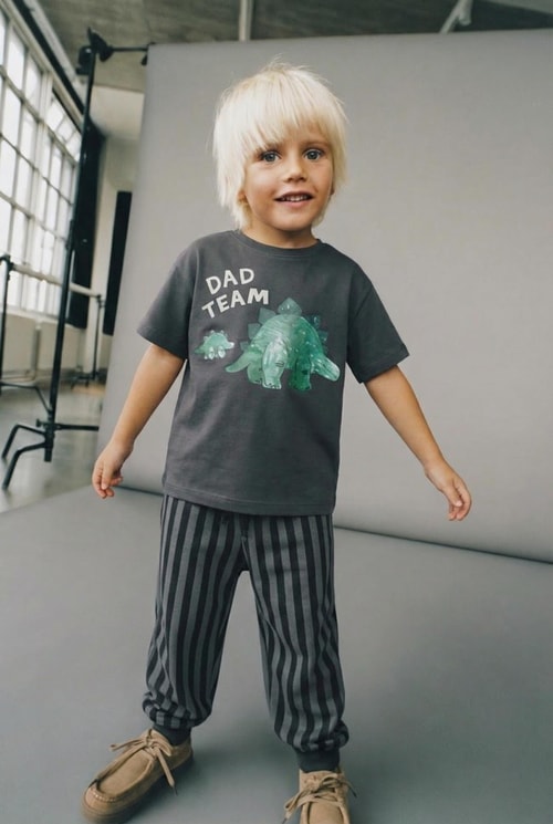 Erkek Çocuk Pamuklu Antrasit Baskılı T-Shirt ve Eşofman 2li Takım