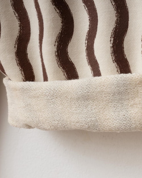 Çocuk Pamuklu Kahverengi Yazı Detaylı Sweatshirt ve Çizgili Eşofman Takımı