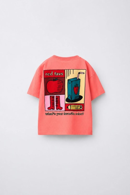 Unisex Çocuk Pamuklu Elma Baskılı T-shirt