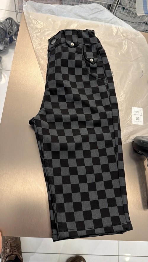 Erkek Çocuk Oversize Kare Desenli Pantolon