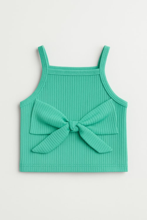 Kız Çocuk Pamuklu Fiyonk Detaylı	 T-shirt Crop