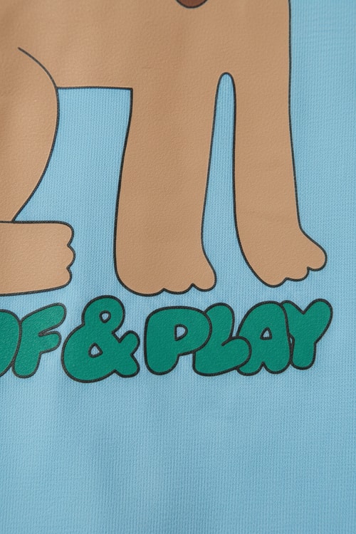 Çocuk Pamuklu Mavi Köpek Baskılı T-Shirt ve Çizgili Şort Takım