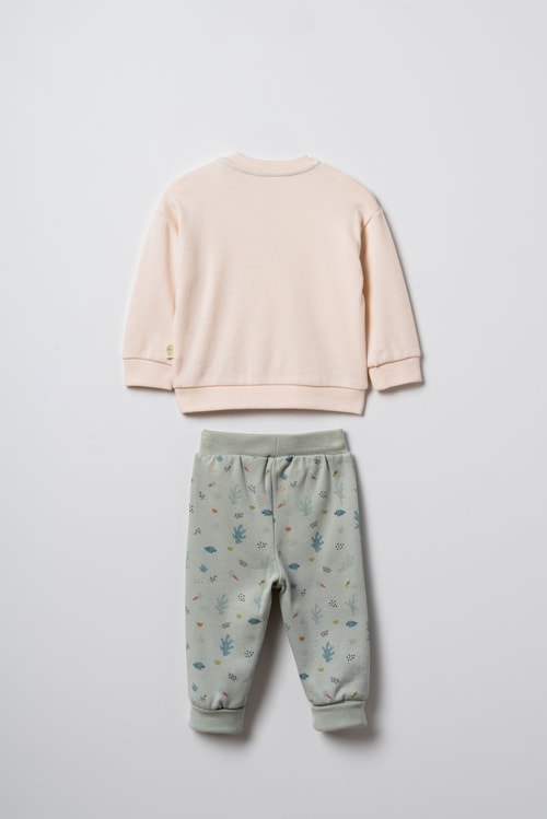 Bebek Pamuklu Deniz Temalı Baskılı Sweatshirt Eşofman Takımı
