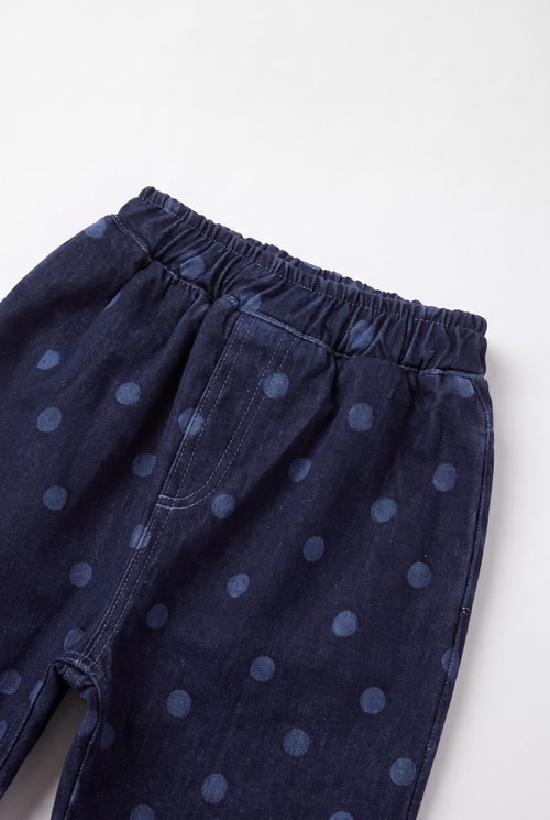 Çocuk Lacivert Puantiyeli Denim Pantolon