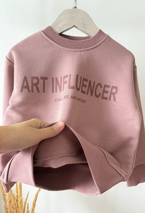 Kız Çocuk Pamuklu Pembe Sweatshirt ve Eşofman Takımı