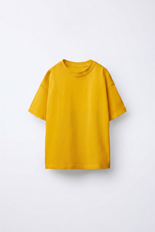 Çocuk Pamuklu Hardal Basic T-Shirt