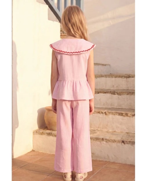 Kız Çocuk Pembe Kalp Pantolon Takım