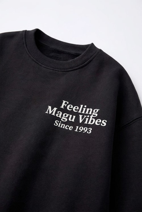Çocuk Pamuklu Minimal Yazı Baskılı Siyah Sweatshirt