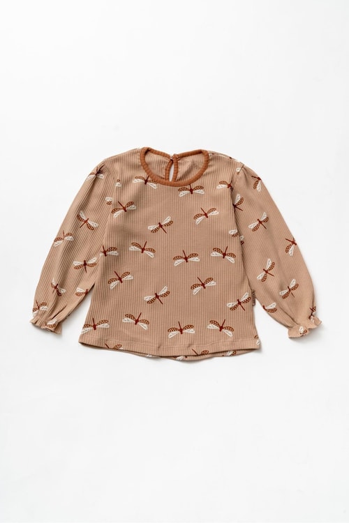 Kız Çocuk Pamuklu Yusufçuk Desenli Body Sweatshirt