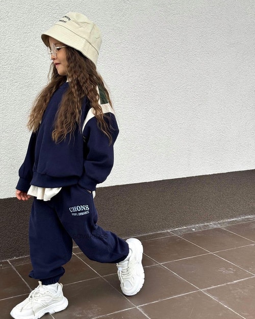 Unisex Çocuk Kışlık Chons Sloganlı Pamuklu Sweatshirt Eşofman Alt-Üst Takım
