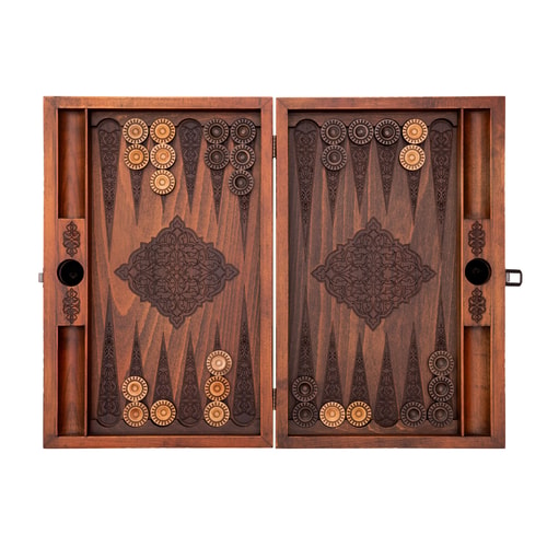 Rumi Desenli Ahşap Tavla