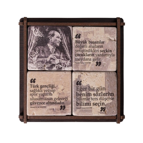 Atatürkün Sözleri 4lü Doğaltaş Magnet Seti