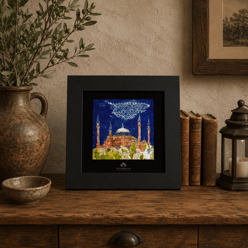 Ayasofya Camii Siyah Çerçeveli Seramik Tablo Pano