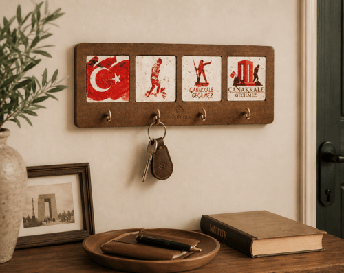 Çanakkale Serisi 4lü Traverten Dekoratif Askılık