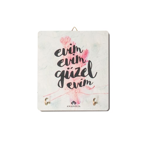 Evim Evim Güzel Evim Çiçekli Dekoratif Askılık