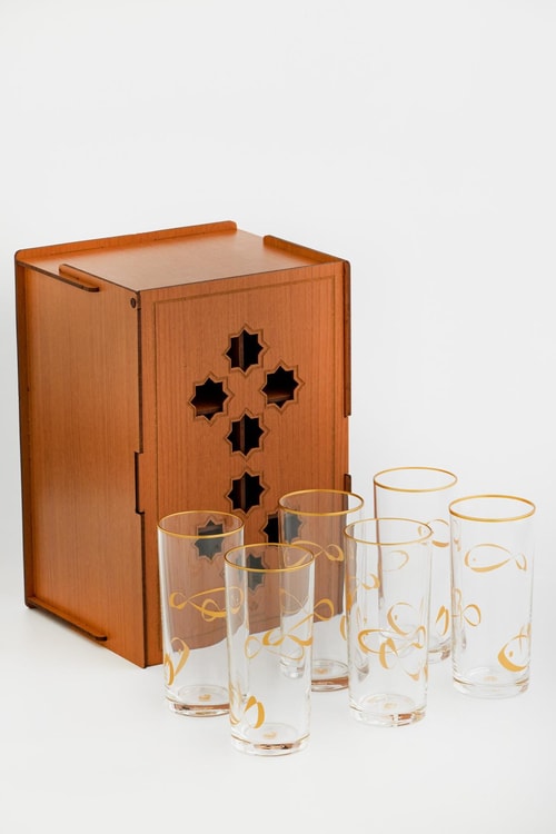 Balık Motifli Cam Rakı Bardağı 6lı Set