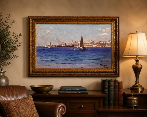 Fausto Zonaro, İstanbul Boğazında Bir Tekne Tablo