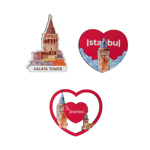 Galata Ahşap 3lü Magnet Seti