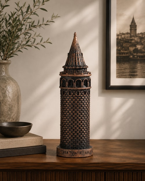 Galata Kulesi Mermerit Bronz Heykel Küçük Boy