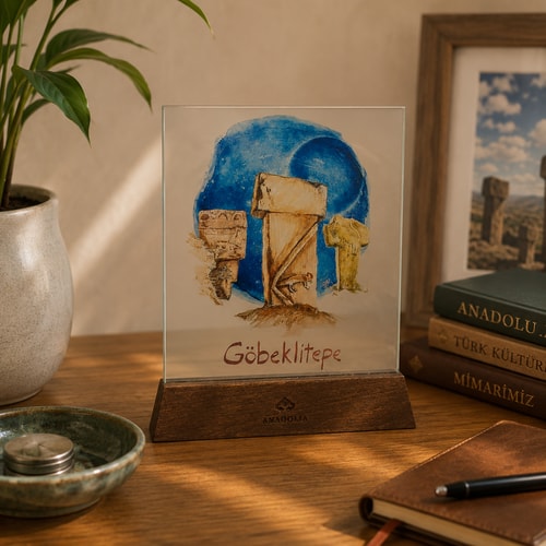 Göbeklitepe Serisi Gökyüzü Büyük Boy Dekoratif Cam Obje