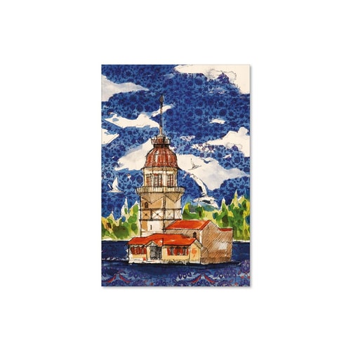Kız Kulesi Ahşap Kartpostal