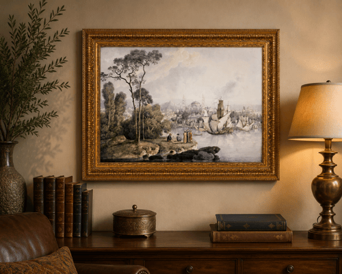 Louis-François Cassas, Kadıköy Noktasından Sultan Ahmet Camiine Bakış Tablo