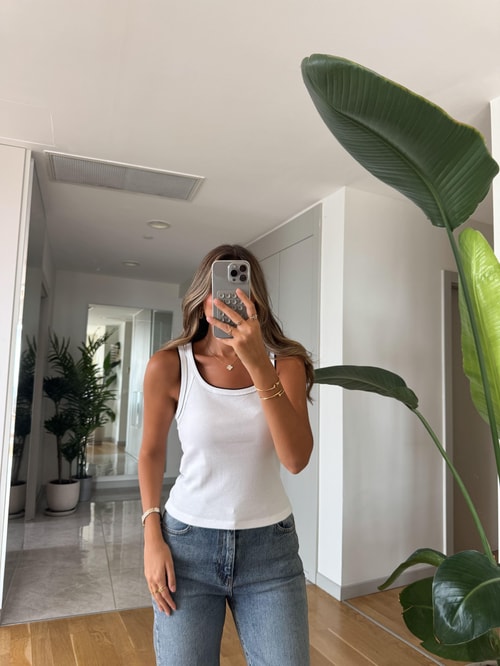  Dilvin Kontrast Fitilli Atlet -Beyaz