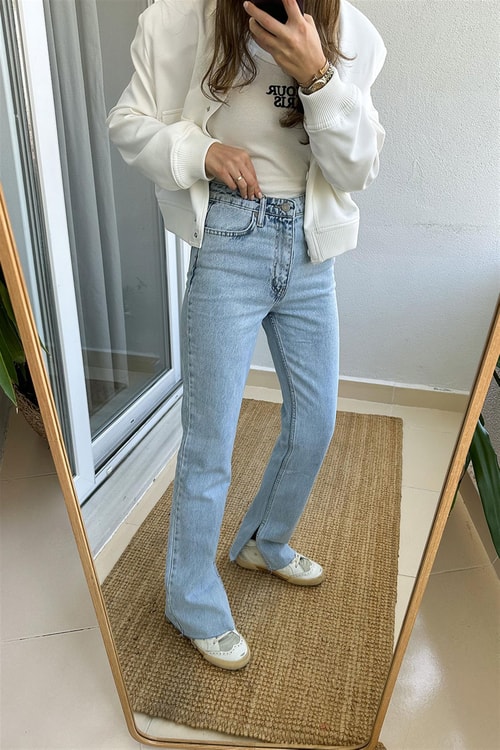 3175 Yırtmaçlı Açık Mavi Jean