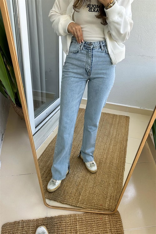 3175 Yırtmaçlı Açık Mavi Jean