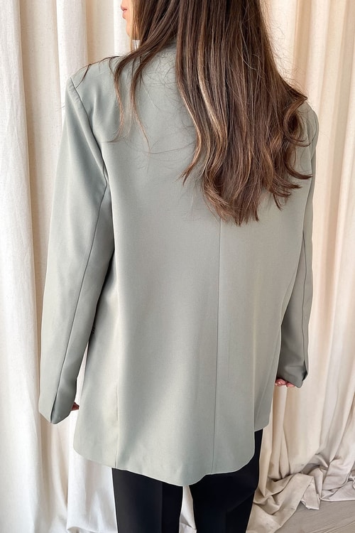 Açık Haki Oversize Blazer Ceket